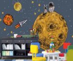 Space Nursery Wallpaper Mural Astronaut Planets - Image 3
