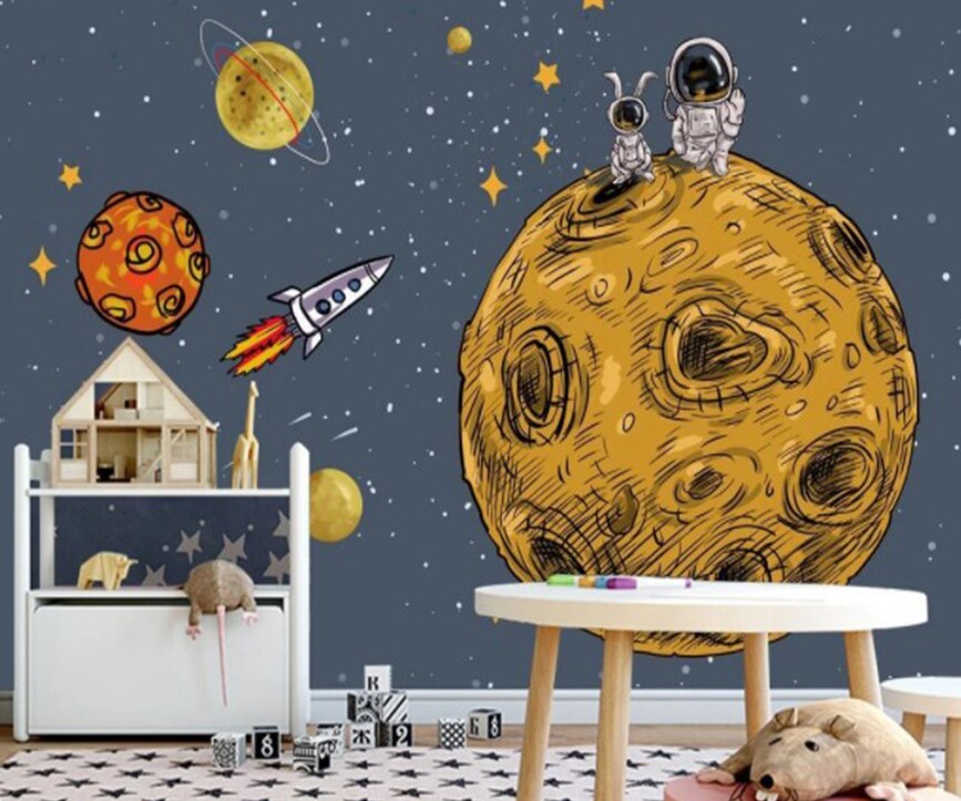Space Nursery Wallpaper Mural Astronaut Planets Space Nursery Wallpaper Mural Astronaut Planets - Image 1