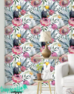 Toucan Floral Print Wallpaper -  Wall Decal