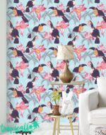 Toucan Floral Print Wallpaper -  Wall Decal - Image 2