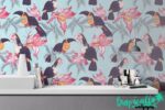 Toucan Floral Print Wallpaper -  Wall Decal