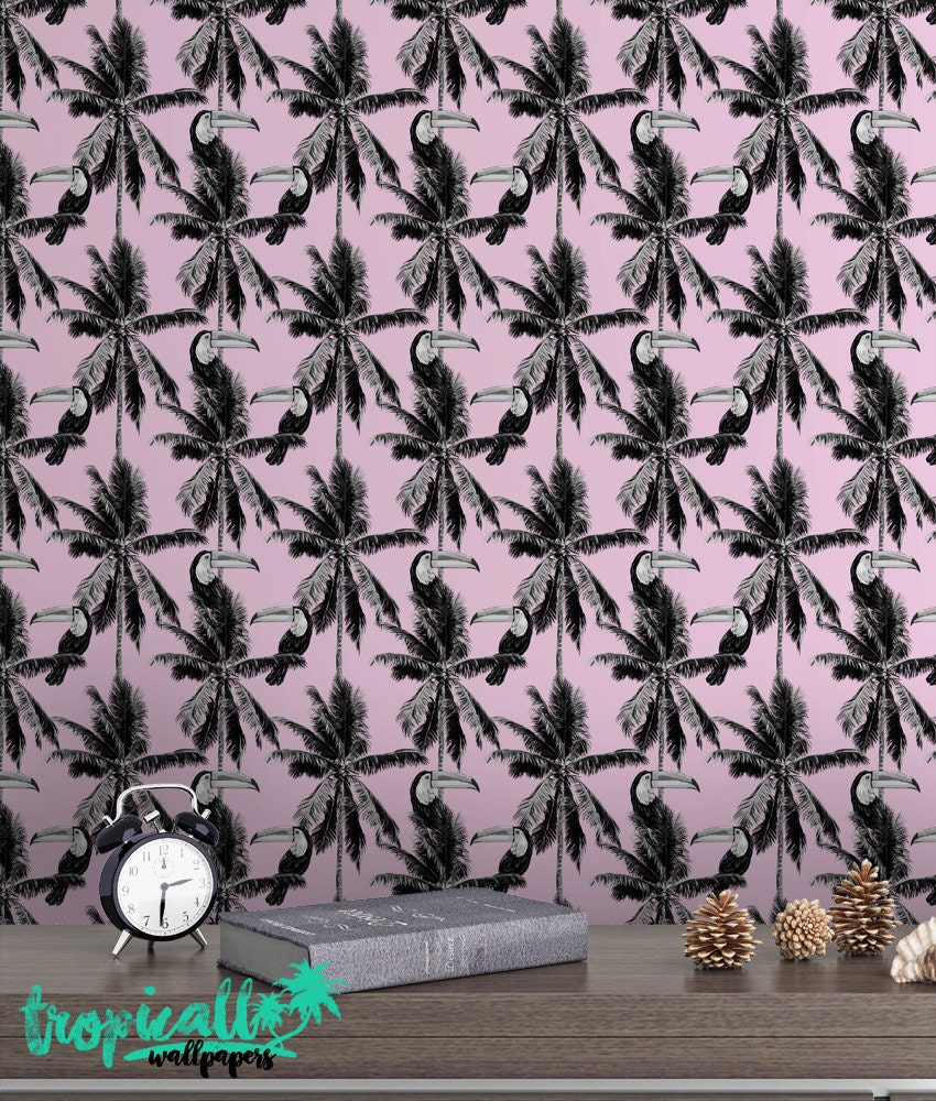 Toucan Palm Tree Wallpaper - Wall Decal Toucan Palm Tree Wallpaper - Wall Decal - Image 1