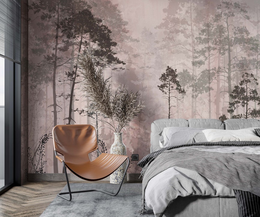 Trees Wallpaper Mural Forest Wall Art Trees Wallpaper Mural Forest Wall Art - Image 1