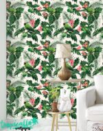 Tropical Bird Wallpaper: Citrus Leaf Removable Wall Sticker - Image 2