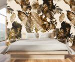 Tropical Leaf  Wallpaper Vintage Gold Palm Wall Mural - Image 4