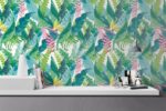 Tropical Leaves Print Wallpaper: Calathea, Monstera, Banana -