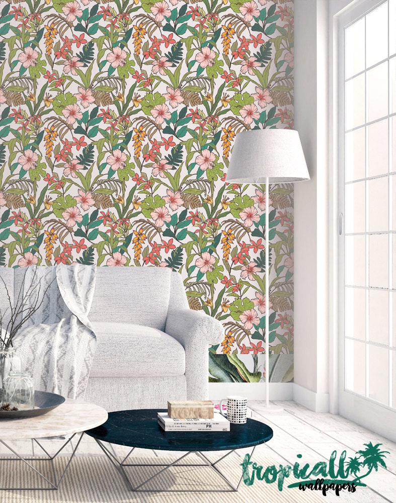 Tropical Leaves Wallpaper: Exotic Floral Wall Decor Tropical Leaves Wallpaper: Exotic Floral Wall Decor - Image 1