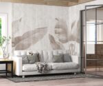 Tropical Leaves Wallpaper Grey Palm Wall Mural - Image 4