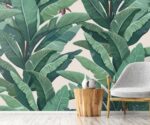 Tropical Palm Leaf Wallpaper Green Banana Leaf Wall Mural - Image 3