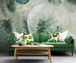 Tropical Palm Leaves Wallpaper Green Wall Mural - Image 2