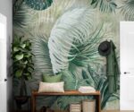 Tropical Palm Leaves Wallpaper Green Wall Mural