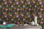 Tropical Pineapple Wallpaper: Exotic Floral  Wall Decor