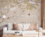 Tropical Tree & Birds  Wallpaper Mural