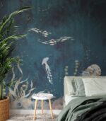 Underwater Octopus Mural:  Fish Wallpaper for Ocean-Themed Room Decor - Image 2
