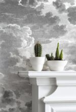 Vintage Clouds Wallpaper Mural: Dark Grisaille Wall Decor () - Image 3