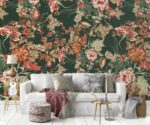 Vintage Floral  Wallpaper Dark Flowers  Mural - Image 2