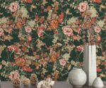 Vintage Floral  Wallpaper Dark Flowers  Mural