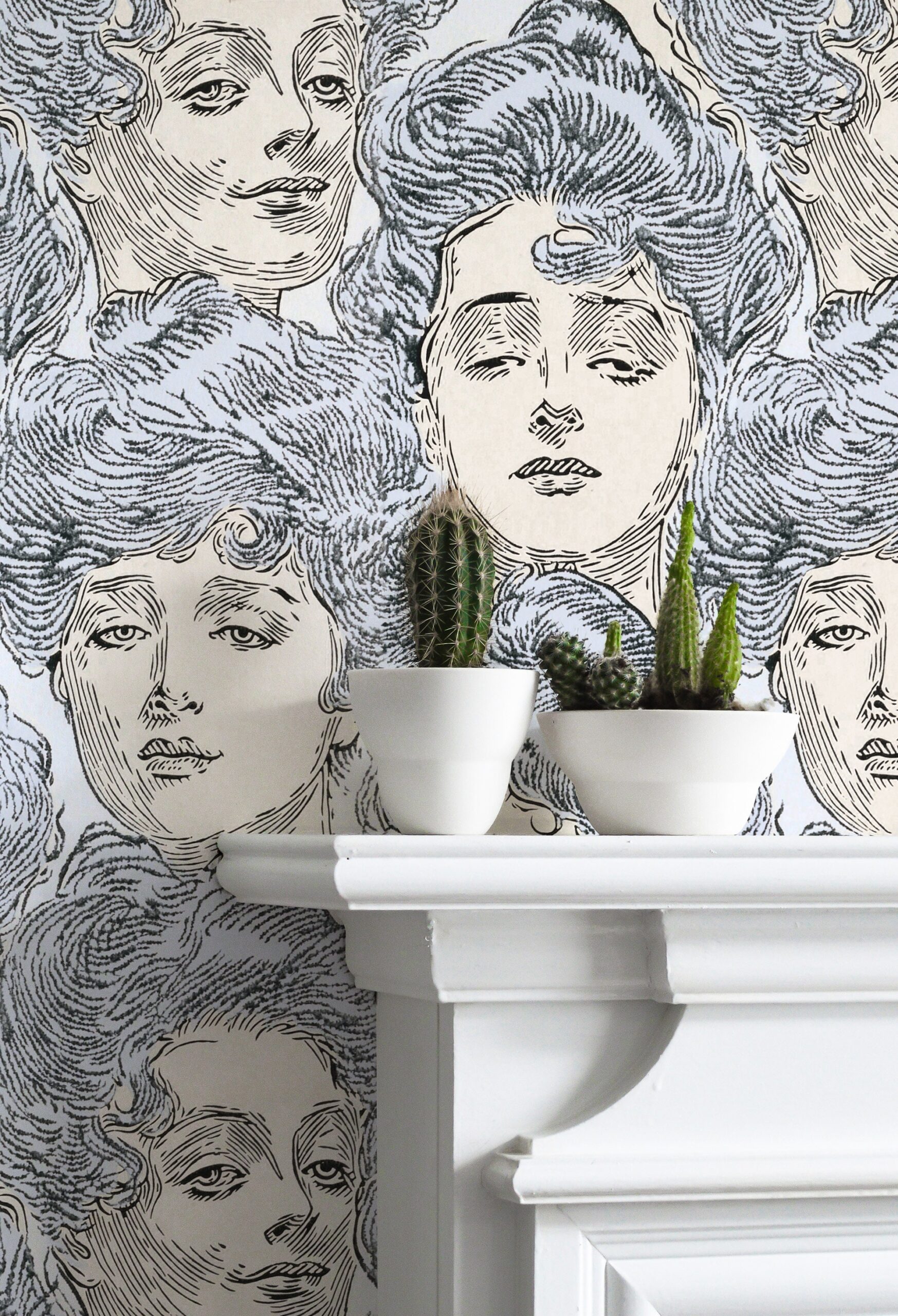 Vintage Gibson Girls Wallpaper: Victorian Woman Faces, Vintage Gibson Girls Wallpaper: Victorian Woman Faces, - Image 1
