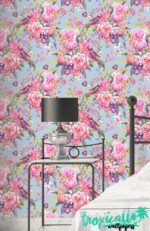 Vintage Rose and Bird Wallpaper -  Wall Decal