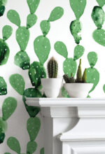 Watercolor Cactus Print Wallpaper:  Wall Decal