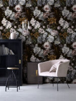 Dark Floral Wallpaper Mural:  Flower Wall Art - Image 2