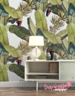 Banana Leaf Wallpaper: Tropical Floral Print,