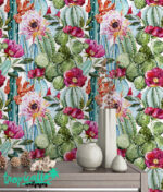 Watercolor Cactus Wallpaper: Floral  Wall Decal