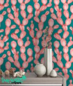 Watercolor Cactus Print Wallpaper:  Wall Decal - Image 2