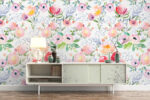Watercolor Floral Wallpaper:  Poppy Mural, Reusable Wall Decal