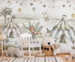 Watercolor Forest Animals Kids Wallpaper Mural - Image 2