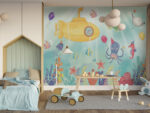 Birthday party under sea wall mural - Image 3
