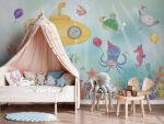 Birthday party under sea wall mural