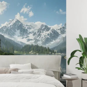 Serene mountains reflecting on lake