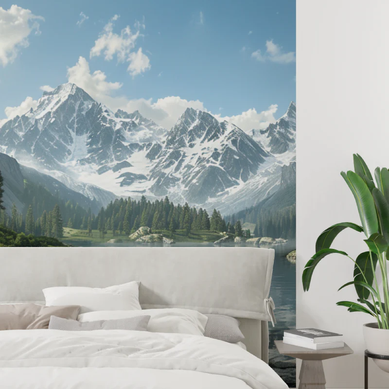 Serene mountains reflecting on lake