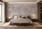 Luxury Magnolia Blossom Wallpaper Mural with Blue Birds for Living Room Interior | Custom Floral Wall Mural by ArtWalls UAE