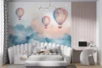 Watercolor hot air balloons wallpaper for kids room | Premium wall mural by ArtWalls UAE