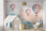 Watercolor hot air balloons wallpaper for kids room | Premium wall mural by ArtWalls UAE