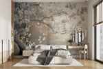 Wall mural White tree with white flowers