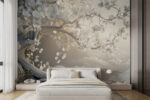 Wall mural White tree with white flowers - Image 4