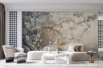 Wall mural White tree with white flowers - Image 3