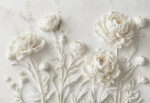 Wall mural White flower carving on a wall - Image 2