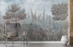 Clouded Olive Grove - Misty Botanical Forest Wallpaper