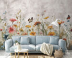 Wall mural Butterflies dance above colorful meadow - Image 4