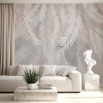Wall mural Delicate feathers in soft hues