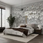 Wall mural Elegant tree with white blossoms