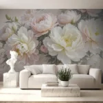 Wall mural Group of white and pink flowers