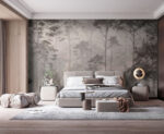 Wall mural Misty forest with tall trees - Image 2