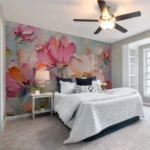 Wall mural Painting of flowers on a canvas