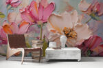 Wall mural Painting of flowers on a canvas - Image 3