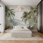 Wall mural Palm trees and mountains in the background